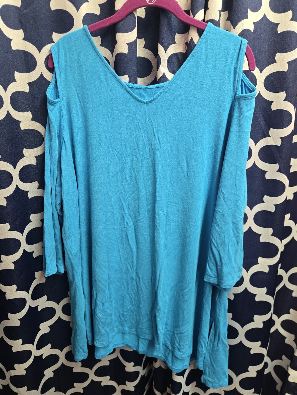 BElle Teal Cold-Shoulder V-Neck Tunic SIZE 2x